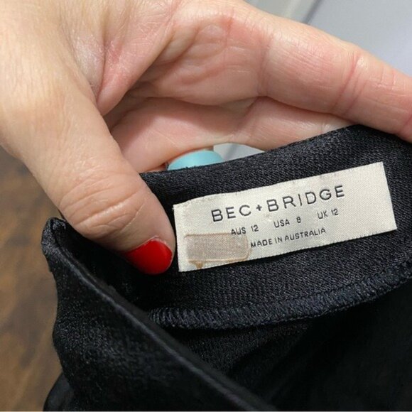 Bec & Bridge Halle Strapless Cut Out Gown Satin Black Womens Size 8 Evening - Picture 6 of 13